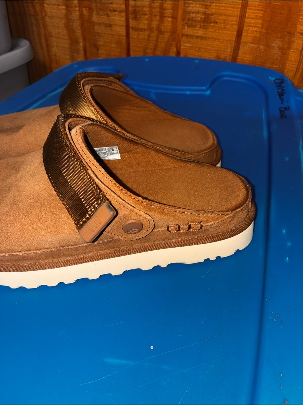 UGG Women's Chestnut Suede Slide with Adjustable Strap - Picture 2 of 6